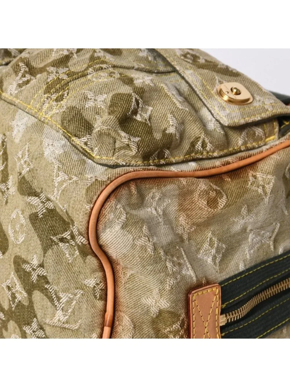 Louis Vuitton Monogram Moflage Denim Jasmine Handbag Khaki Takashi Murakami